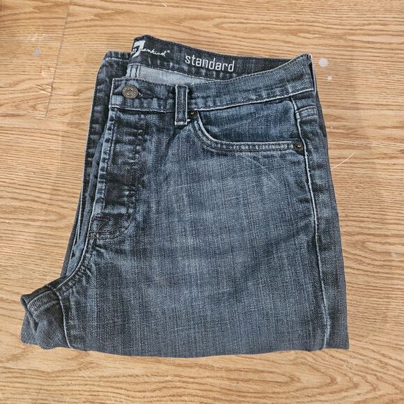 7 For All Mankind Jeans Mens 31x32 Blue Wash The Straight Zipfly - Picture 1 of 16